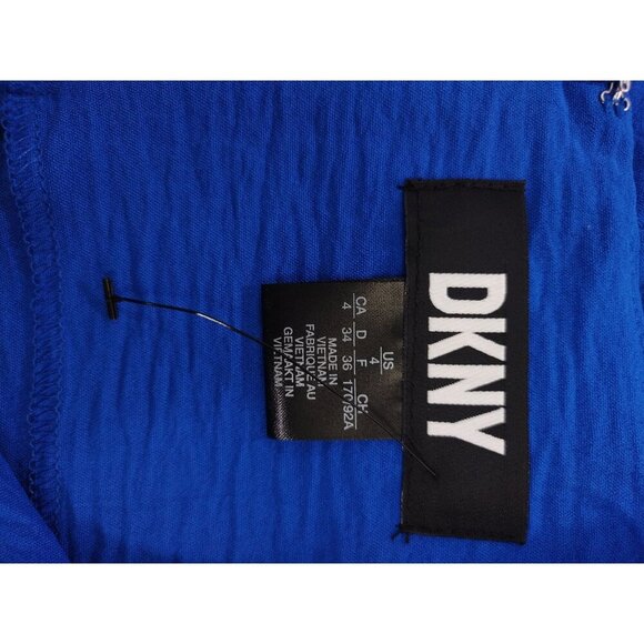 DKNY Girls Ruffled Hem Long-Sleeve Blue Dress With Back Zipper Closure Size 4. - Picture 3 of 9